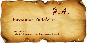 Hovanecz Artúr névjegykártya